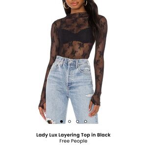free people black lace layering top XS